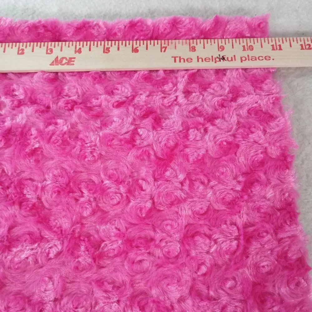 Hot Pink Rose Swirl Minky Plush Fabric 1/4 Yard x 60